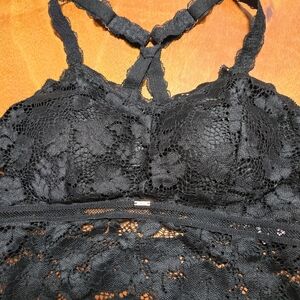 Black Lace Racerback Bra with Adjustable Straps
